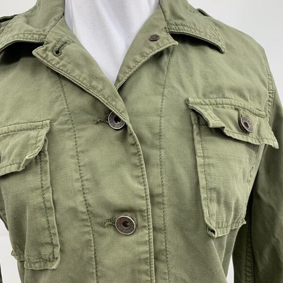 Lucky Brand Jacket Womens S Small Cotton Embroidered Floral Button Up Military - Picture 6 of 12